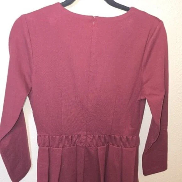 Dainty Jewell’s Burgundy Modest Midi Dress Women’s M Long Sleeve Fit & Flare - Picture 7 of 10